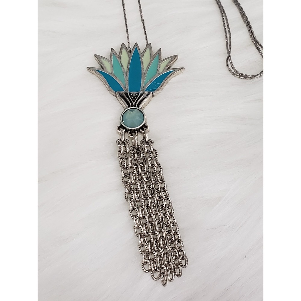 NEW Alex and Ani 32 in Large Blue Lotus Necklace floral statement coastal beachy
